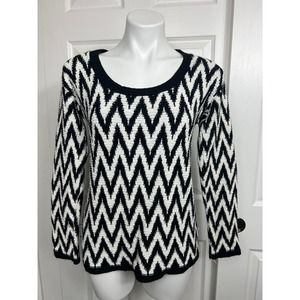 Cotton Emporium Women's Sweater Knit Black White Size M